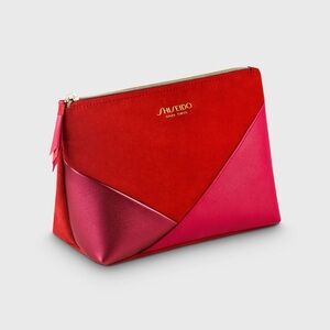 New Shiseido red faux leather makeup bag/cosmetic travel bag